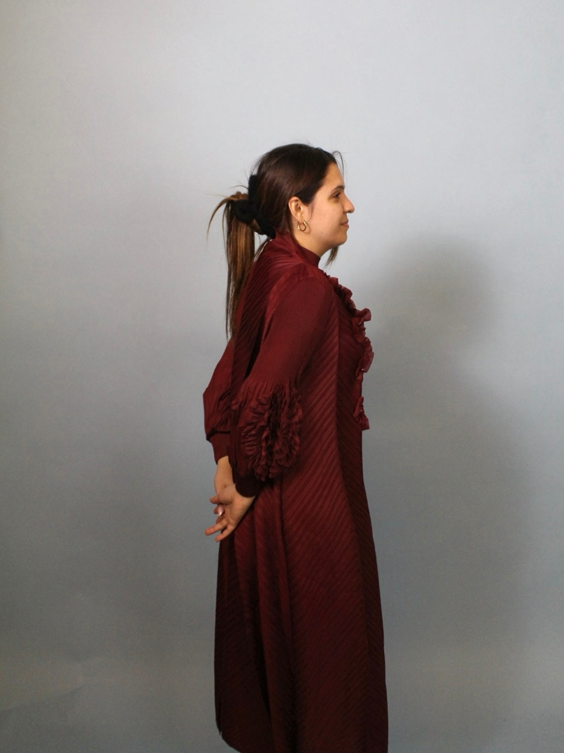 Flower Transversal Pleat Dress