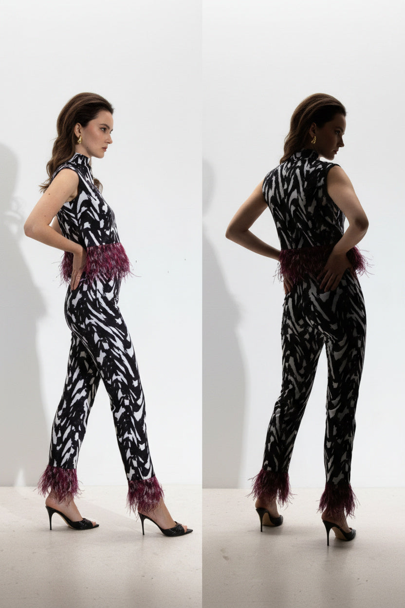 BLACK & WHITE FEATHER SET