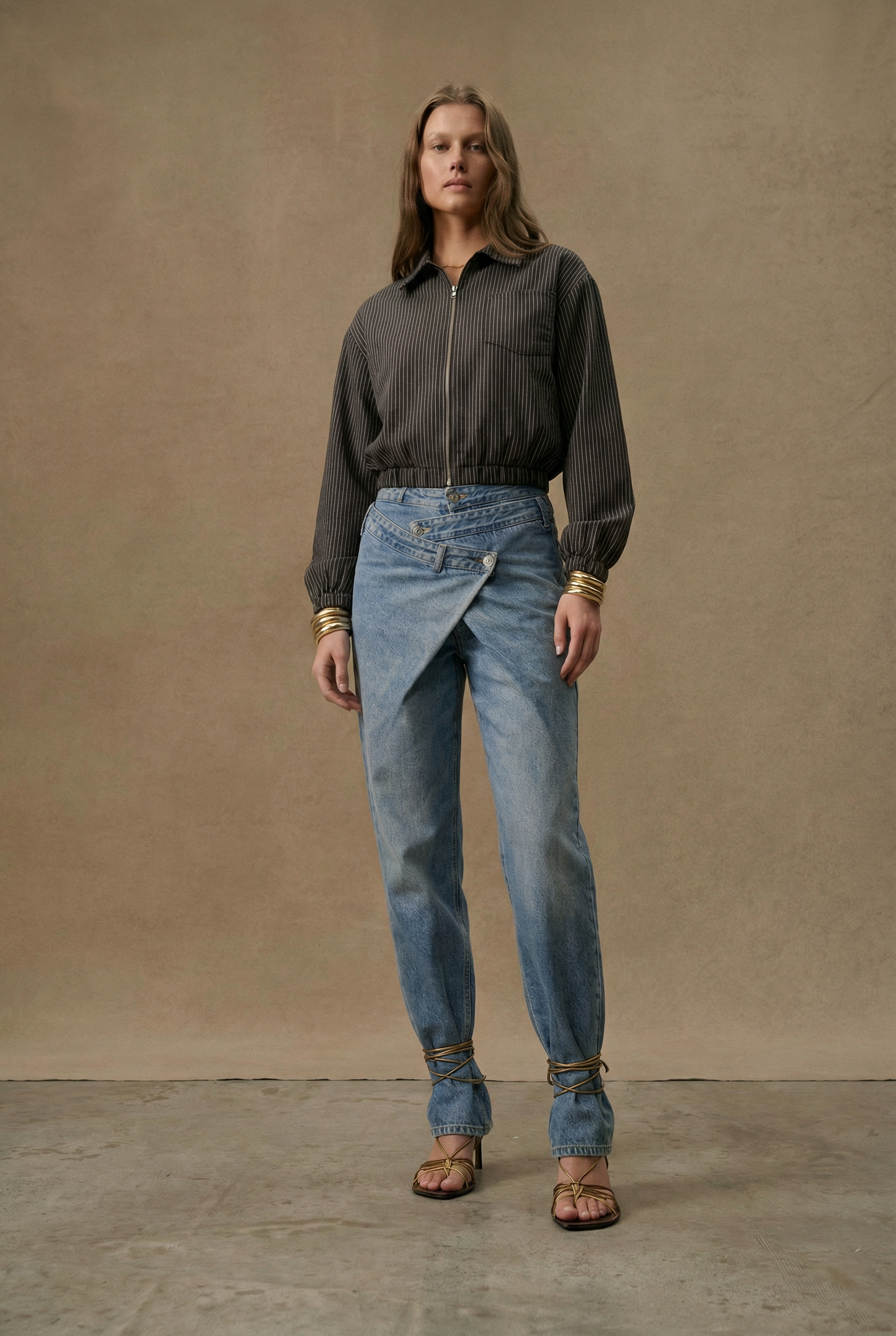 Camisa estampada de manga larga de algodón