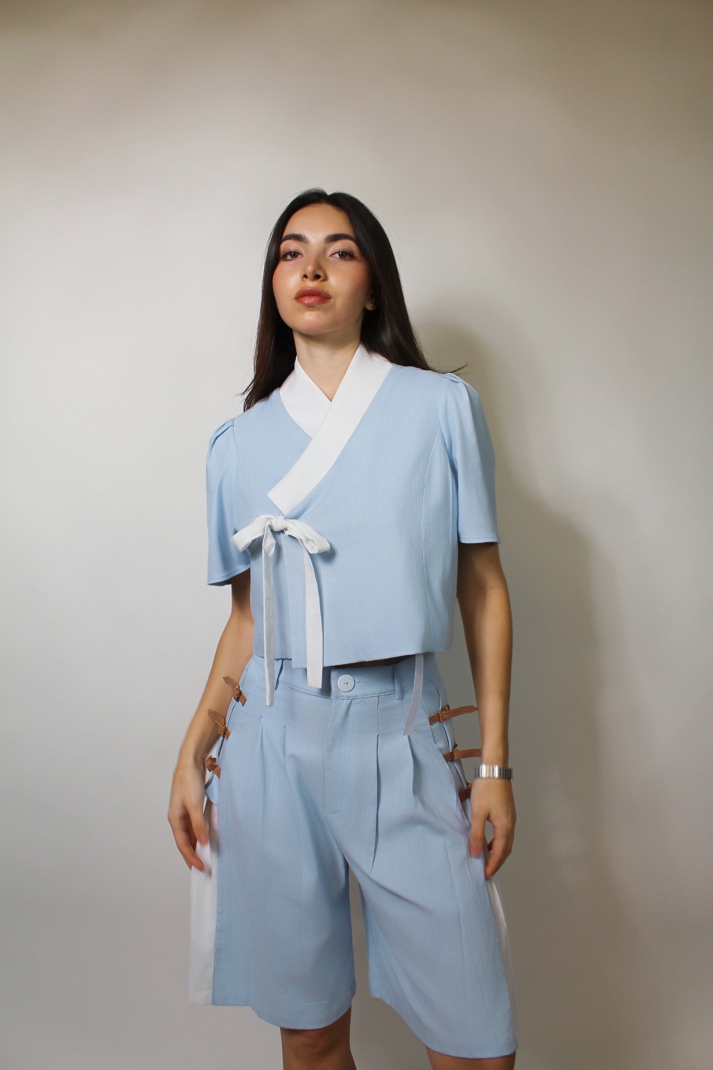 Camisa estampada de manga larga de algodón