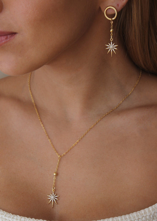 Star Compass Necklace & Earrings Set