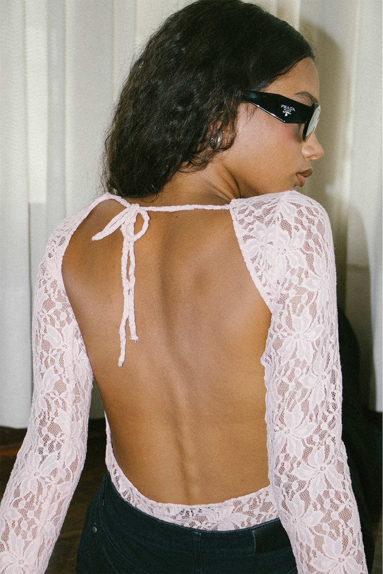BE MINE top de encaje rosa