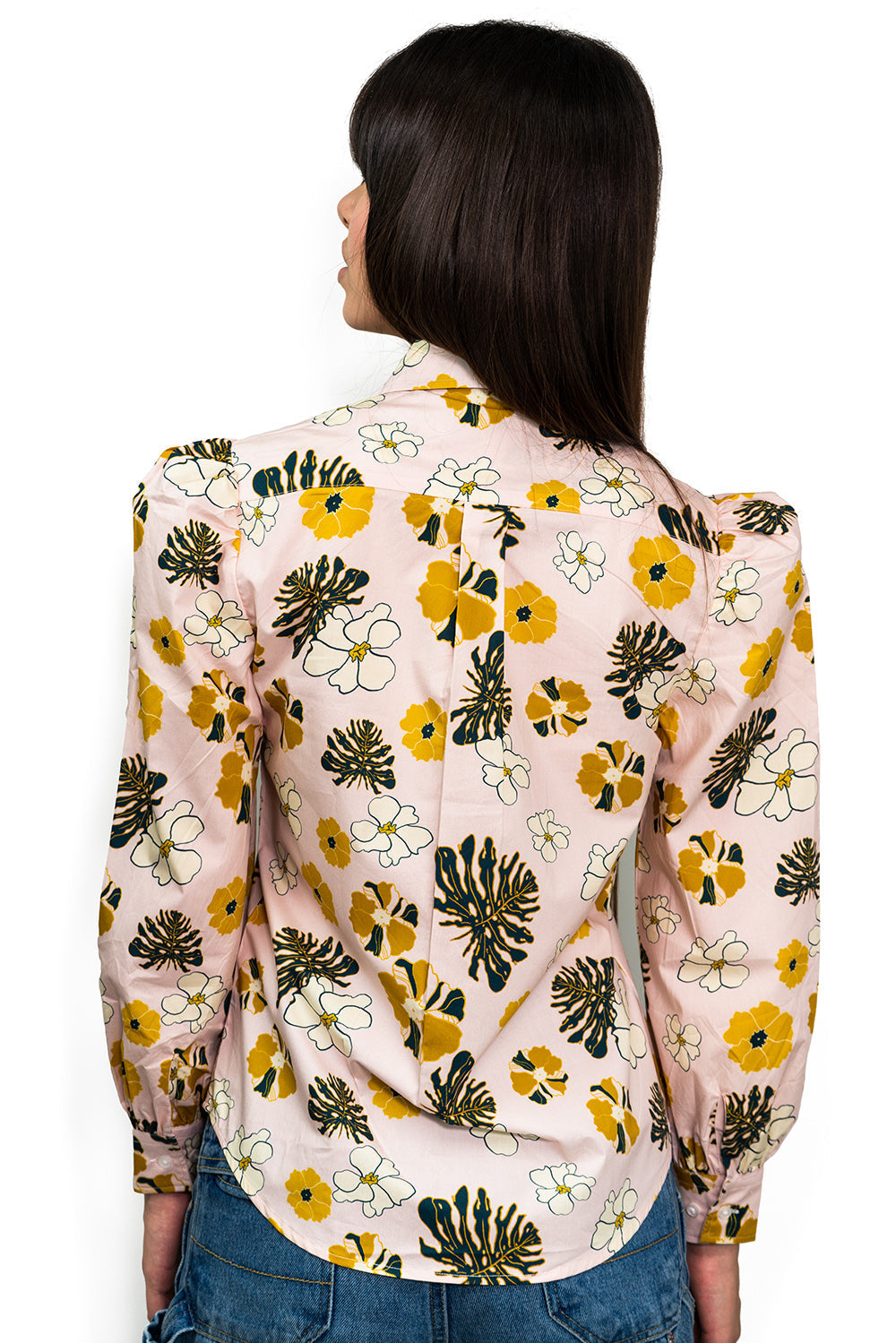 Camisa estampada de manga larga de algodón