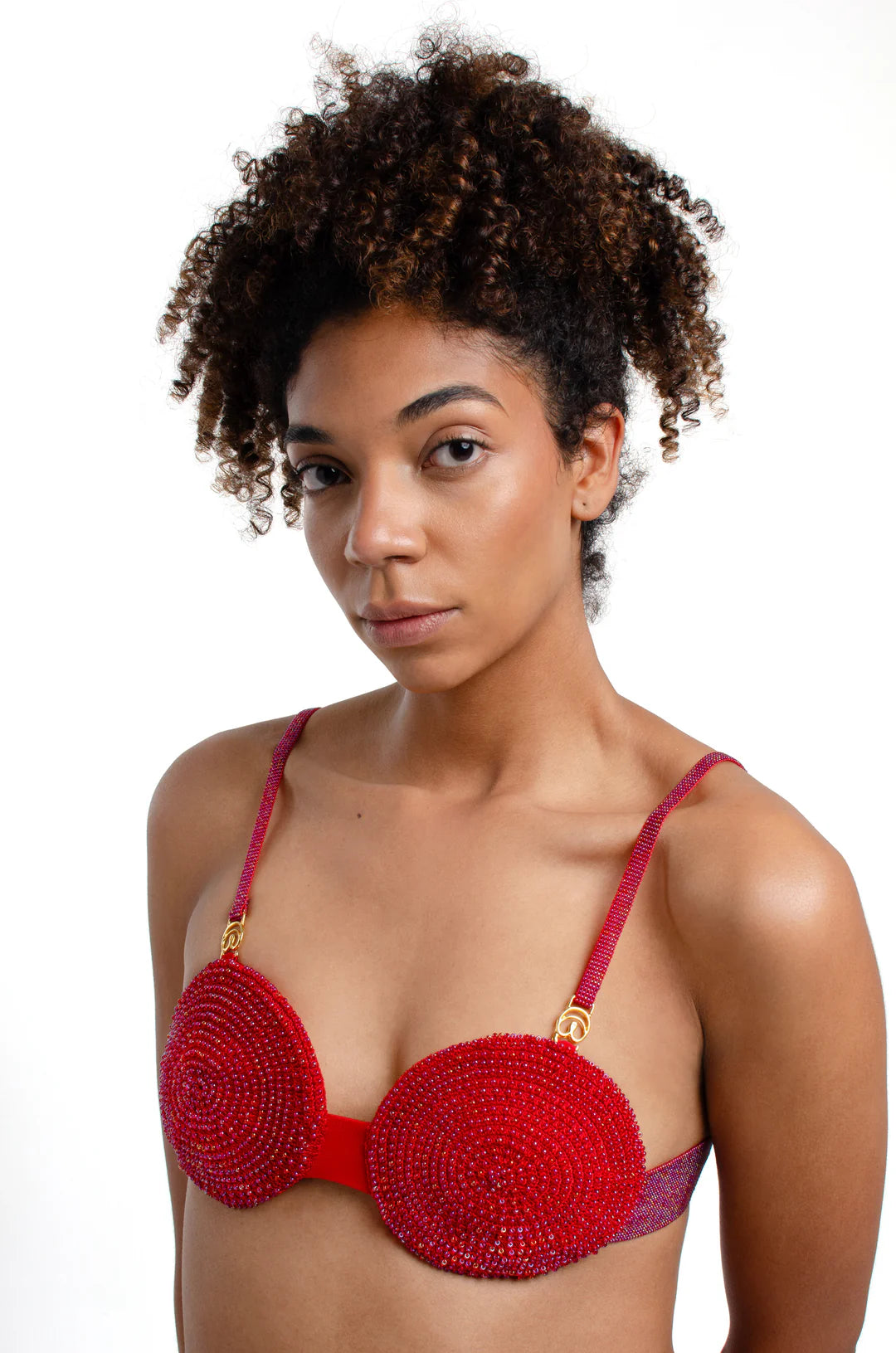 Vida Crochet Beaded Top Red