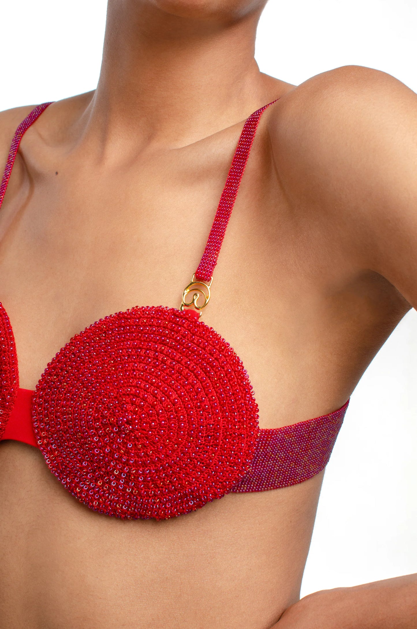 Vida Crochet Beaded Top Red