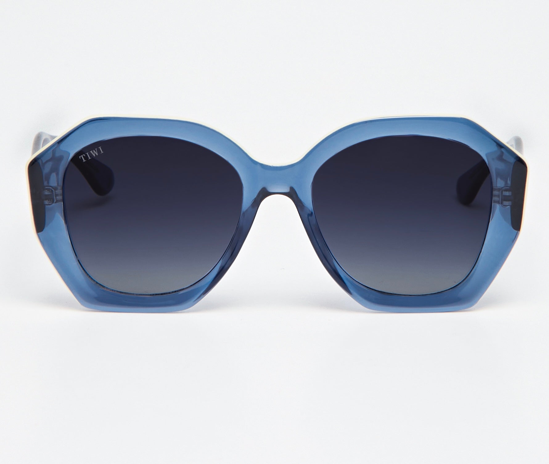 VEGA Sunglasses Available in more colors Shiny Blue/Beige Top line with Brown Gradient Lenses  