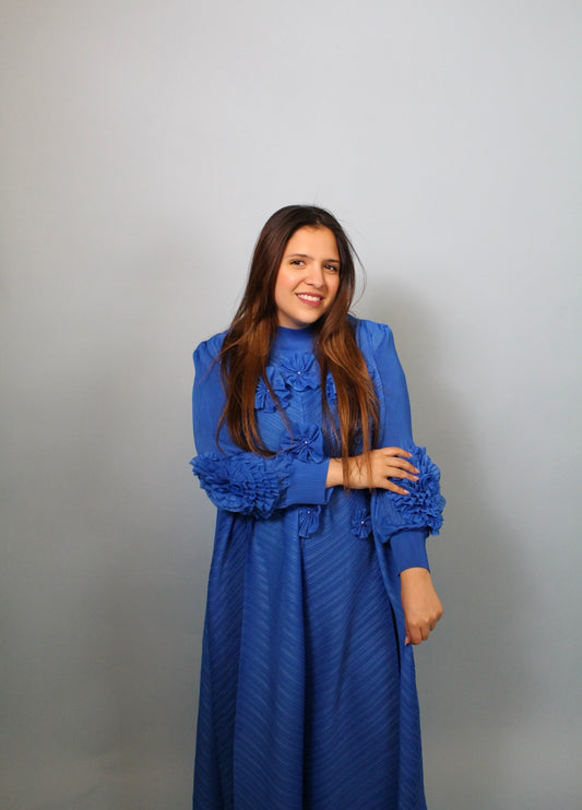 Flower Transversal Pleat Dress