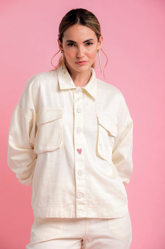 EMBROIDERED OVERSHIRT WITH FRONT POCKETS