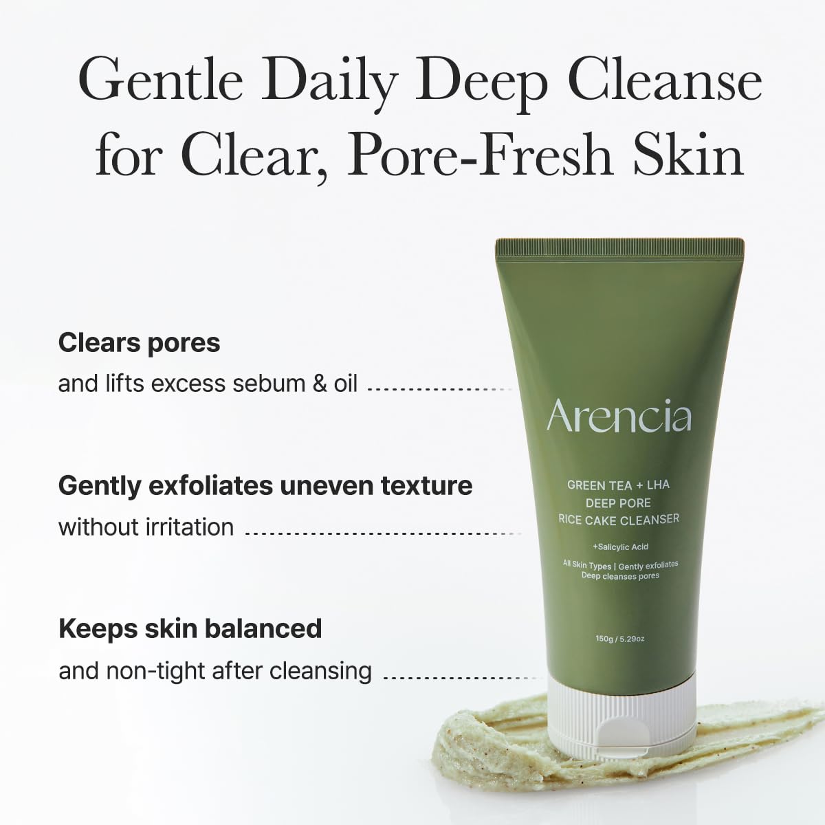 GREEN TEA + DEEP PORE RICE CAKE CLEANSER 150ML