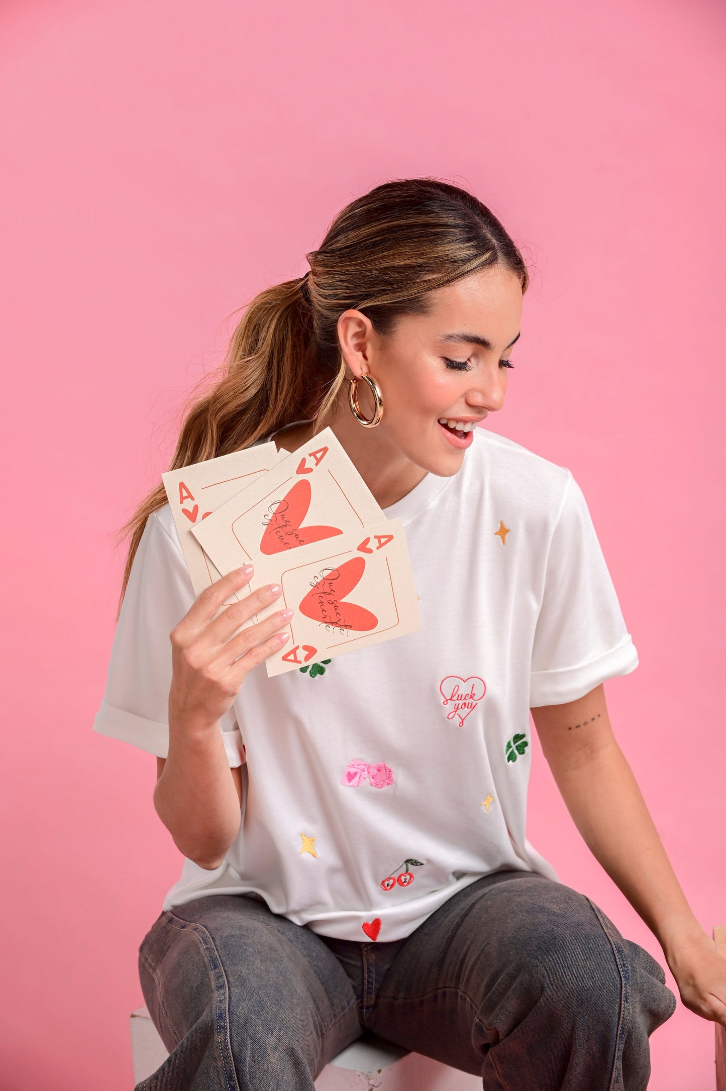 LUCKY ROUND NECK SHORT-SLEEVE T-SHIRT