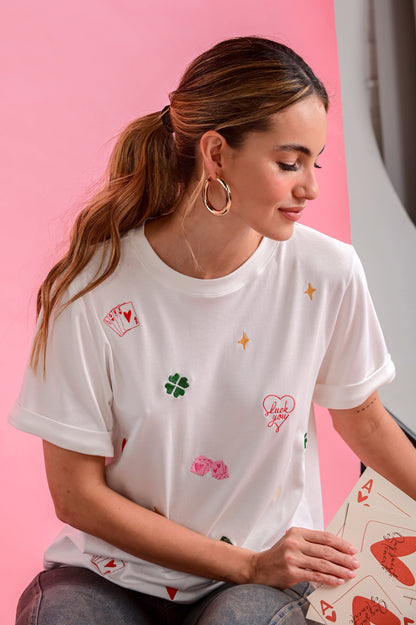 LUCKY ROUND NECK SHORT-SLEEVE T-SHIRT