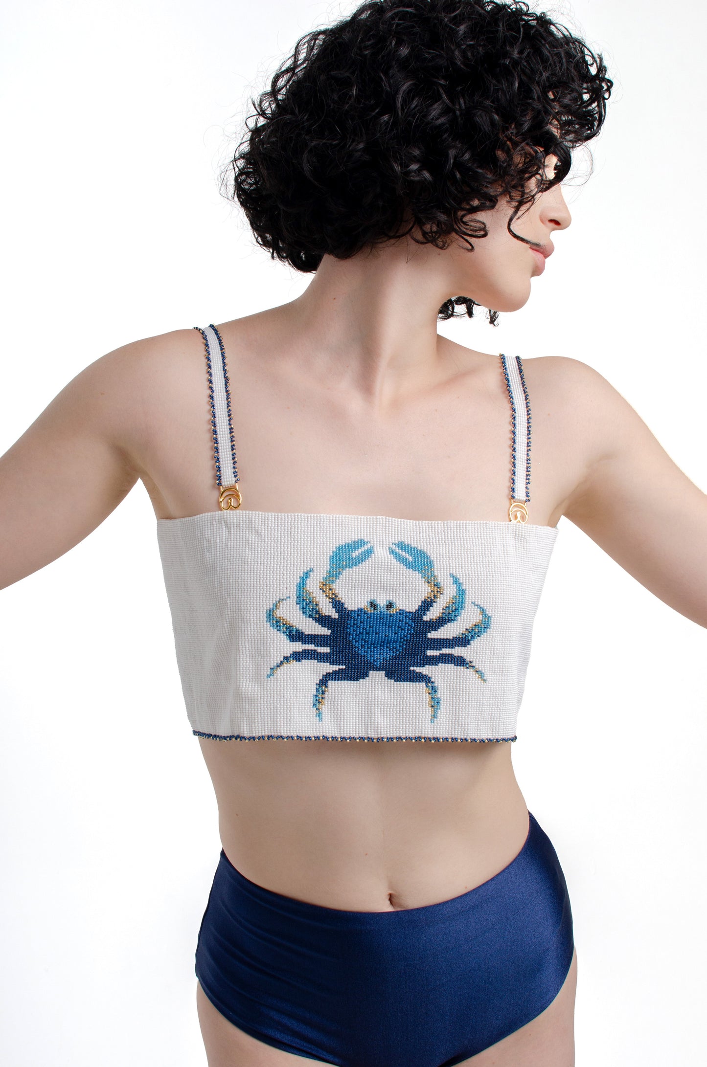 Blue Crab Beaded Top