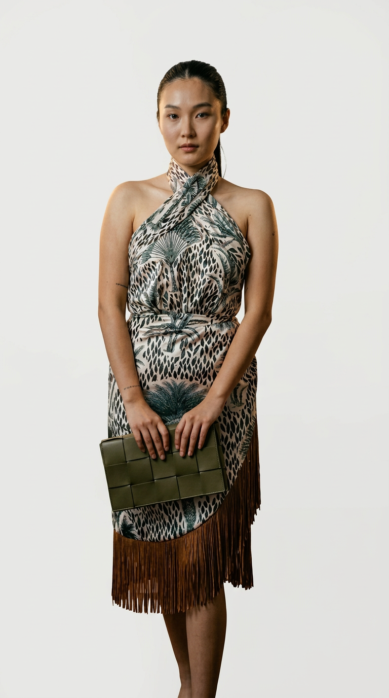 Palma Fringe Halter Neck Dress