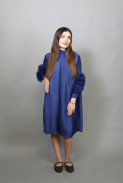 Pleated Flower Short  Dress