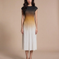 Ombre Midi Pleat Dress Orange