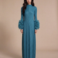 Long Sleeve Transversal Pleat Dress