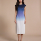 Ombre Midi Pleat Dress Blue