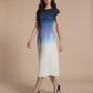 Ombre Midi Pleat Dress Blue