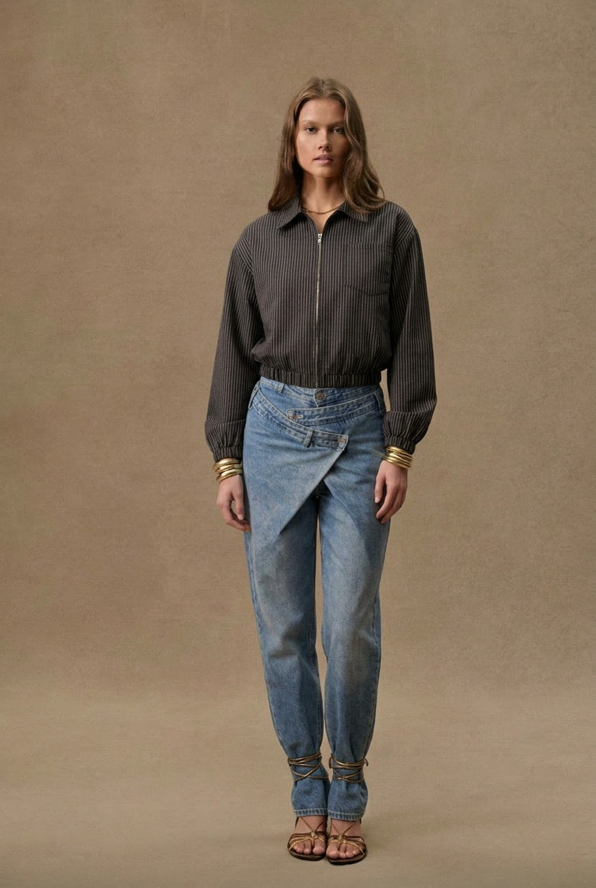 Camisa estampada de manga larga de algodón