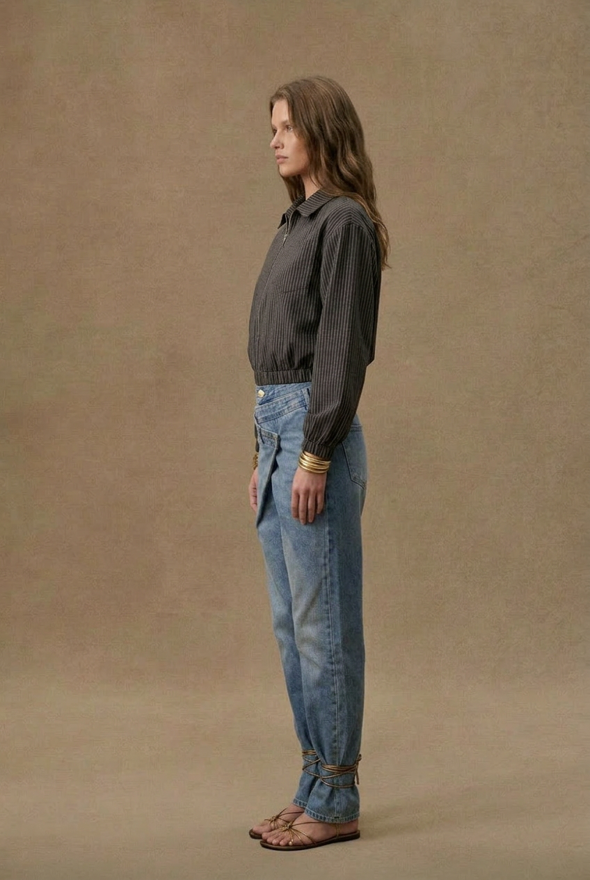 Camisa estampada de manga larga de algodón