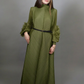 Long Sleeve Transversal Pleat Dress