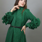 Long Sleeve Transversal Pleat Dress