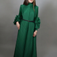 Long Sleeve Transversal Pleat Dress