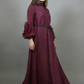 Long Sleeve Transversal Pleat Dress