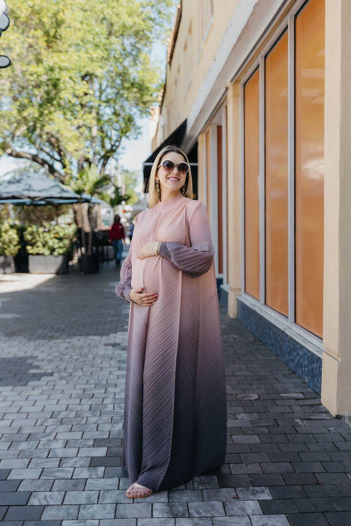 Ombre Pleated Dress Champagne