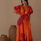 Dress Flor Naranja Fucsia