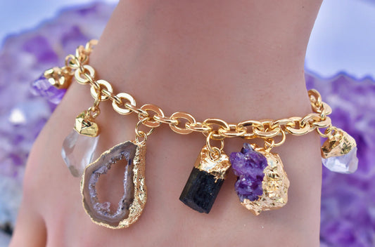 Pulsera de oro de 9 piedras