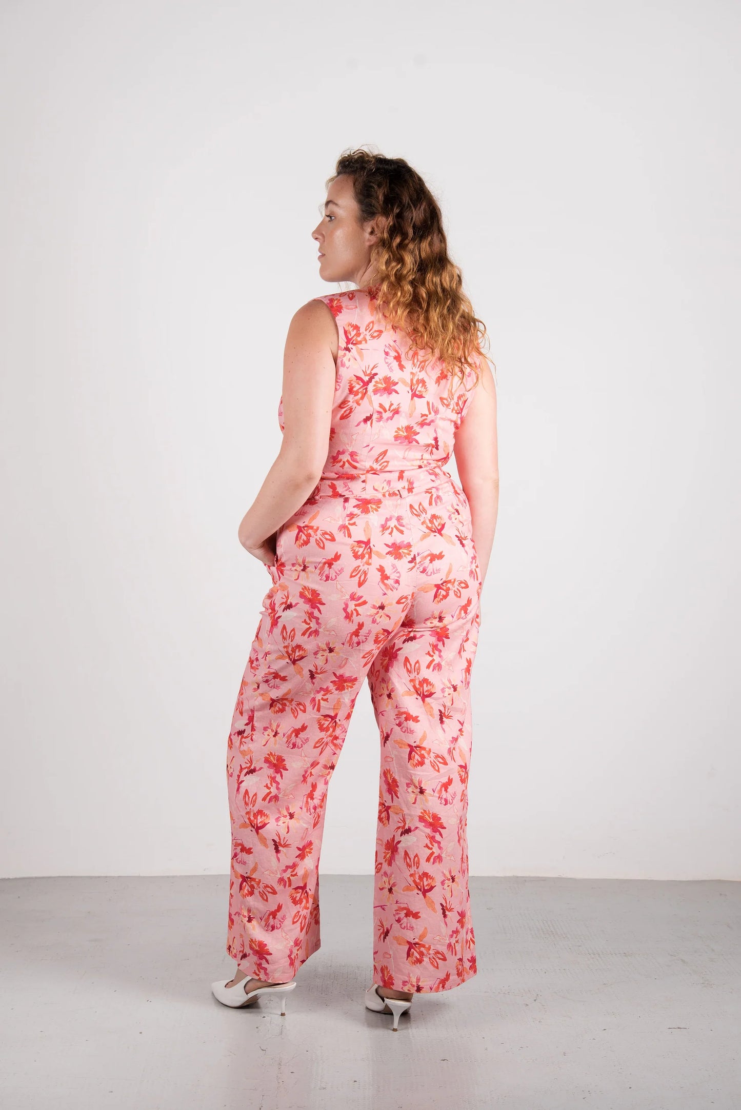 Manu Linen Pant - Pink Flowers