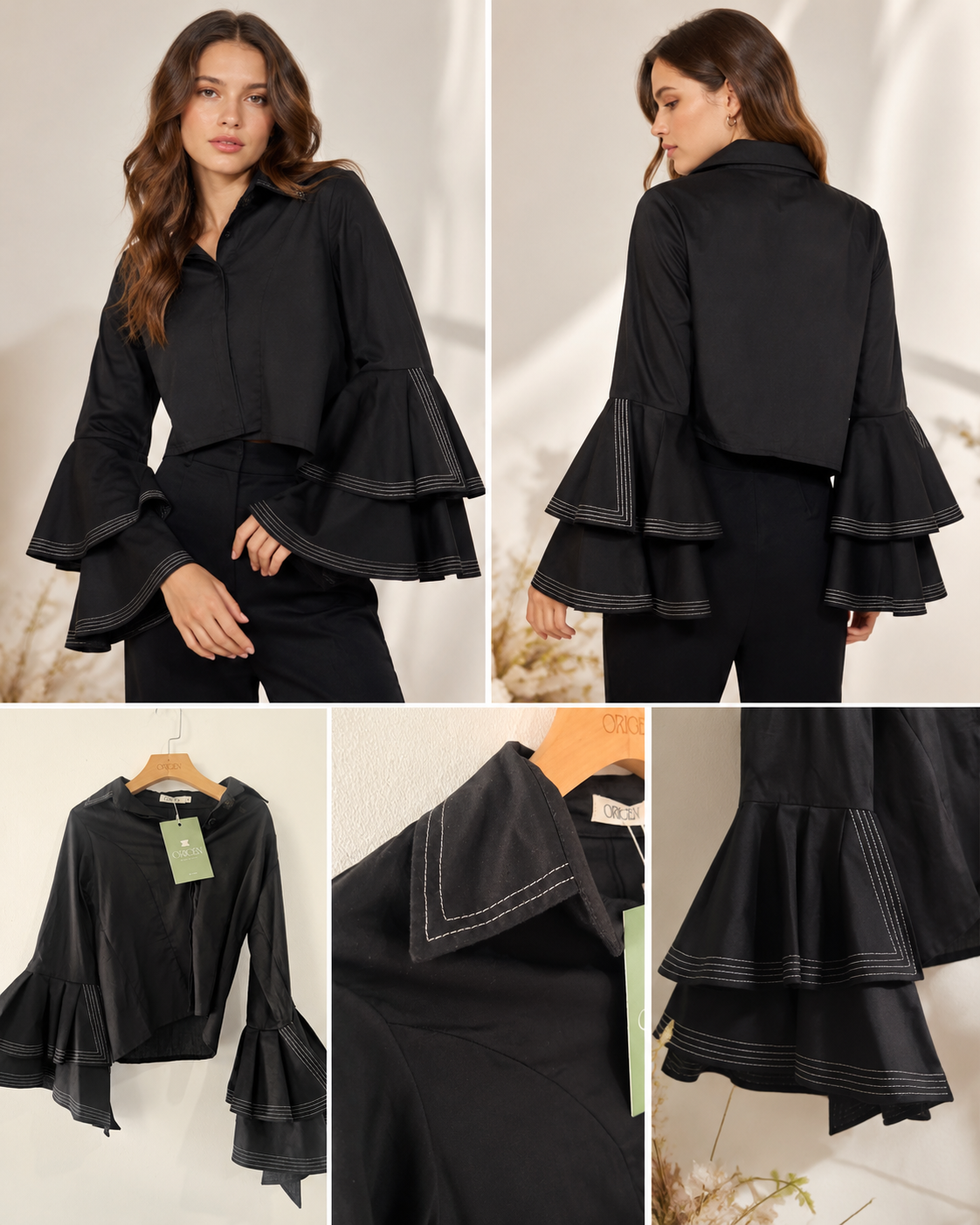 LONG SLEEVE  VIÑA TOP BLACK