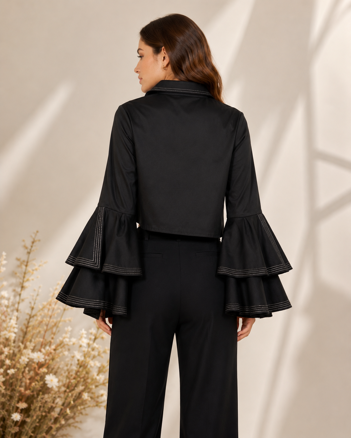 LONG SLEEVE  VIÑA TOP BLACK