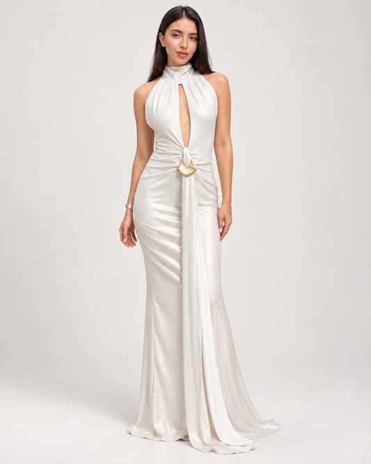 LYCRA DABADI DRESS OFF GOLD