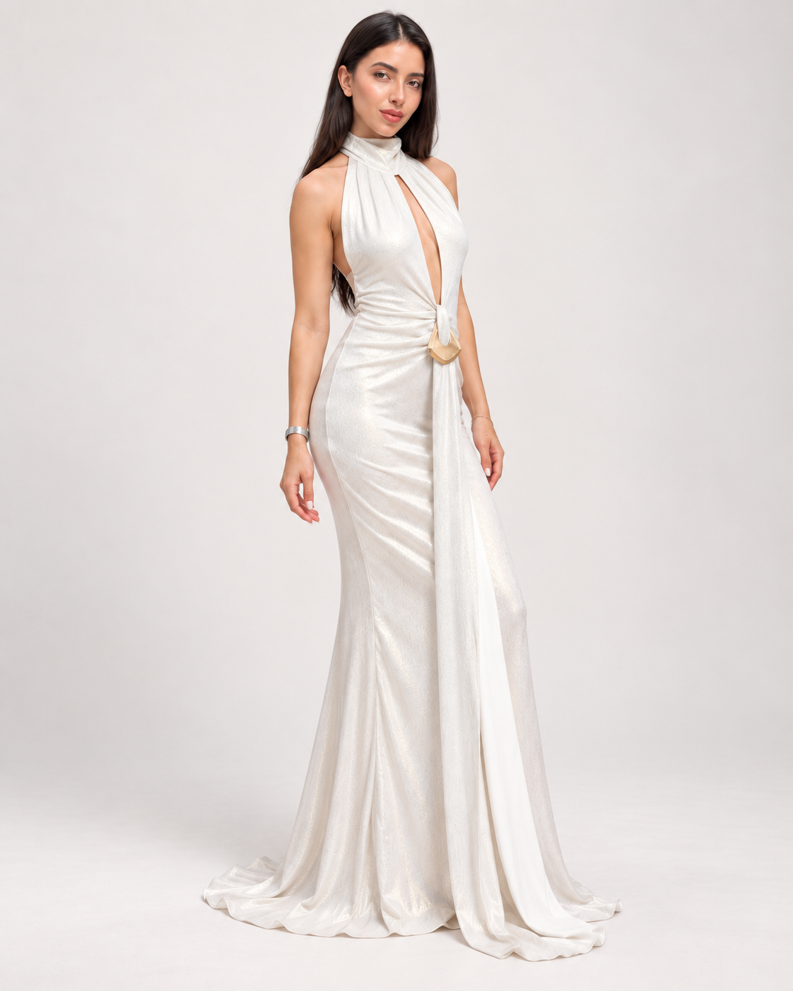 LYCRA DABADI DRESS OFF GOLD