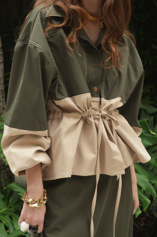 NEO SHIRT GREEN + BEIGE