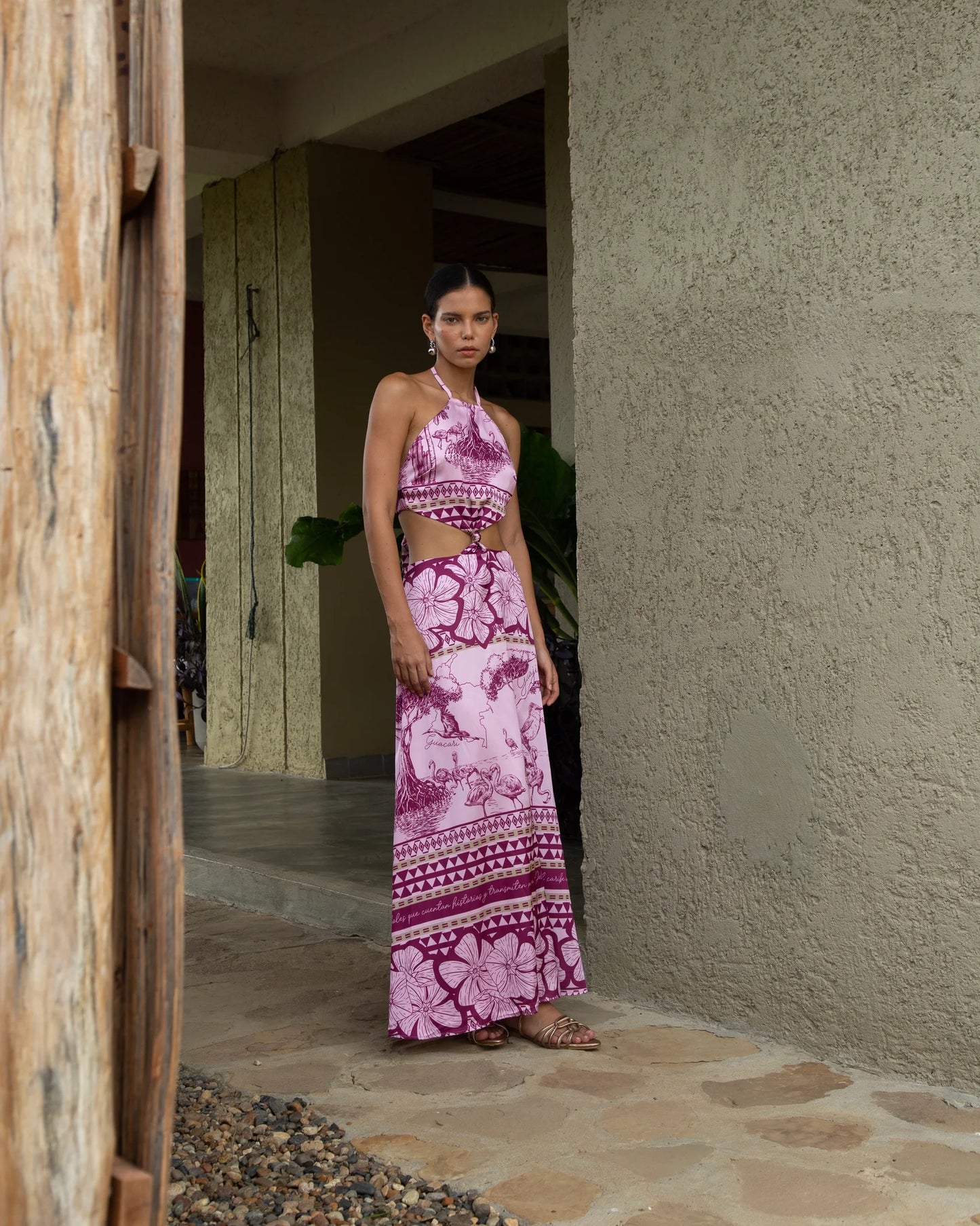 Amapola Dress In Manglar Magenta Print