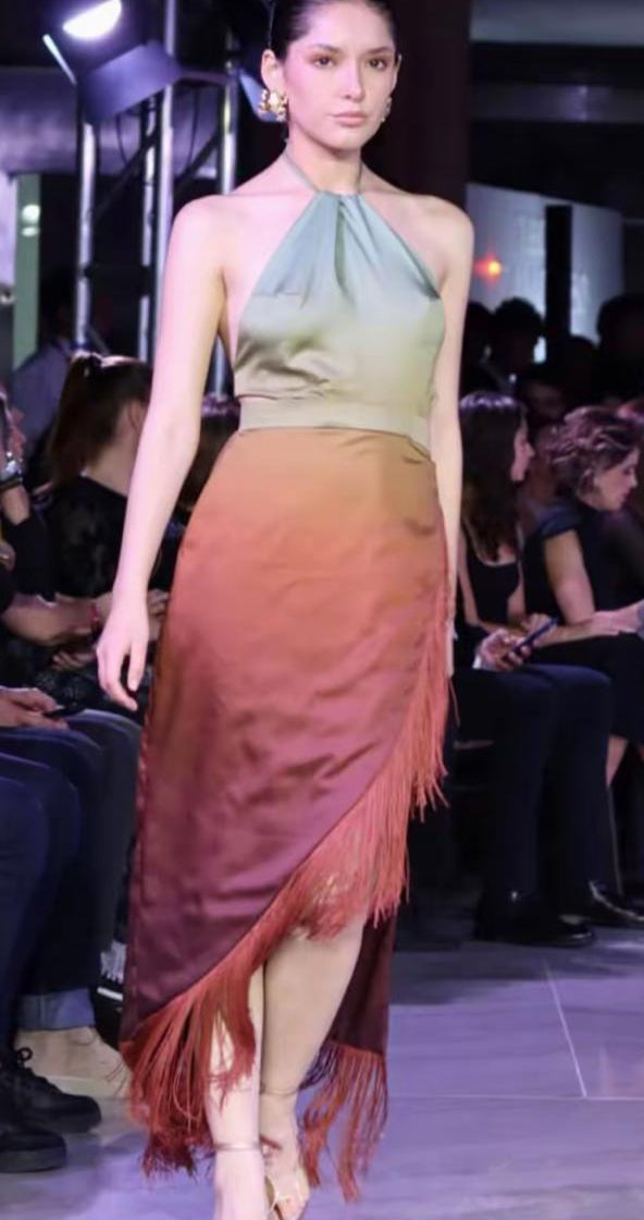 OMBRE TROPICAL SILK DRESS