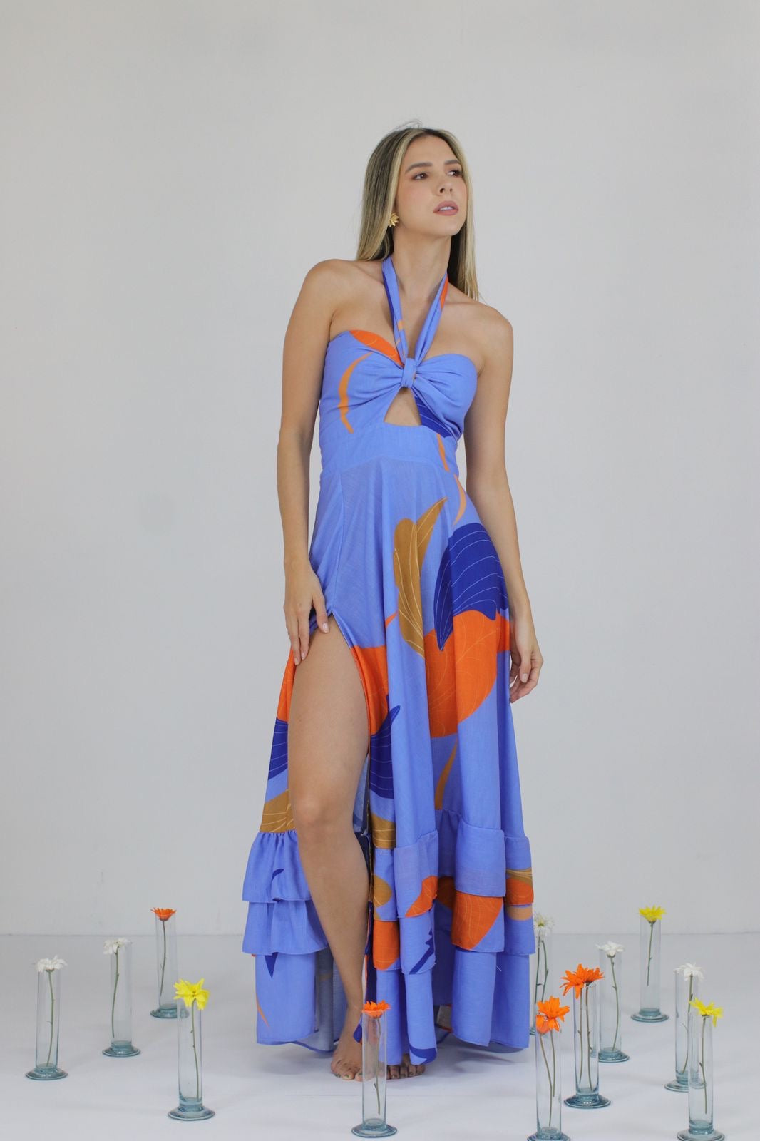 Vestido Lino Azul