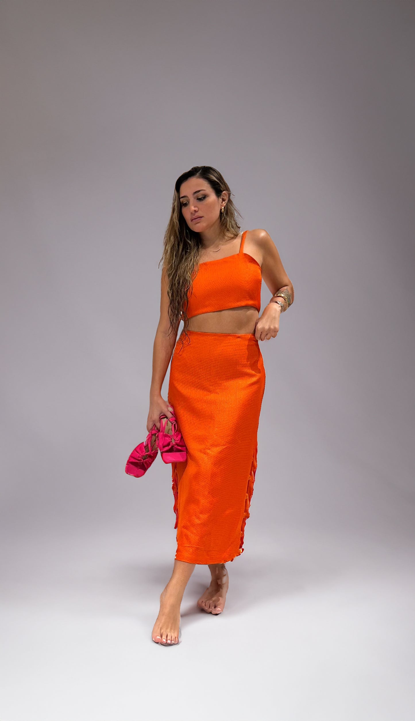 Conjunto de flores de naranja